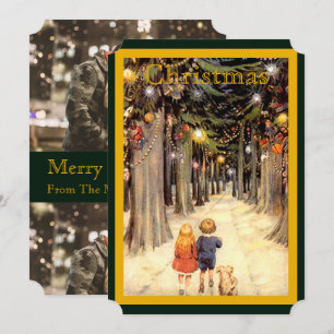 Weihnachtskinder Lane Flat Fotokarte Invitati Einladung