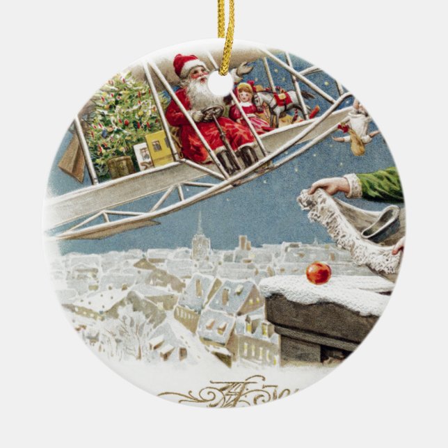 Weihnachtskinder Vintag Keramik Ornament (Vorne)