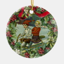 Weihnachtskinder Vintage Keramik Ornament