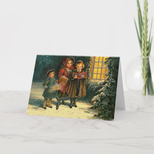 Weihnachtskindergesang Feiertagskarte (Vorderseite)
