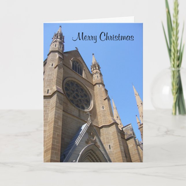 Weihnachtskirche Feiertagskarte (Vorderseite)