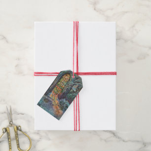 Weihnachtskirche im Vintage-Stil mit Bleiglasfenst Geschenkanhänger