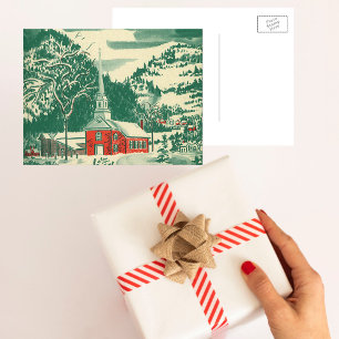 Weihnachtskirche, Schnee im Winter Feiertagspostkarte