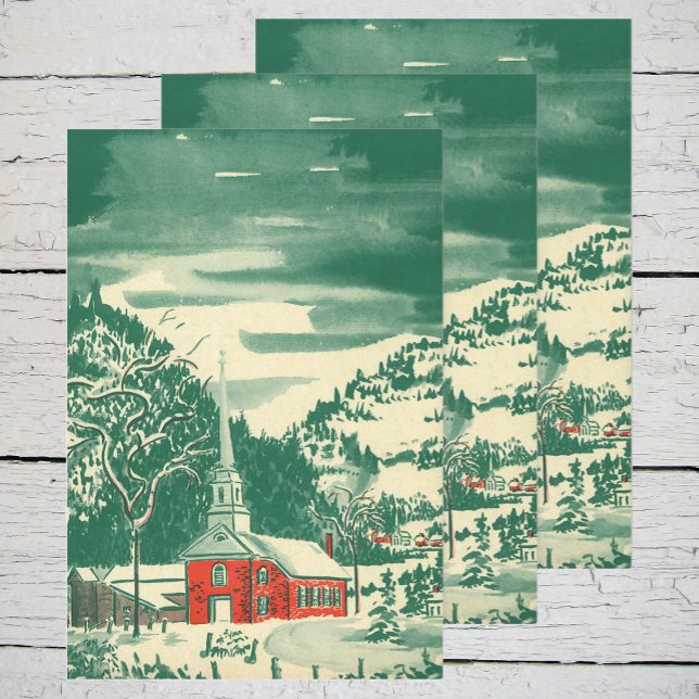 Weihnachtskirche, Schnee im Winter Geschenkpapier Set (Von Creator hochgeladen)