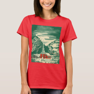 Weihnachtskirche, Schnee im Winter T-Shirt