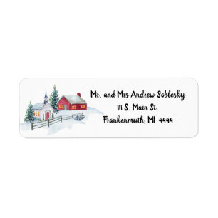 Weihnachtskirchen-Rücksendeadresse-Aufkleber