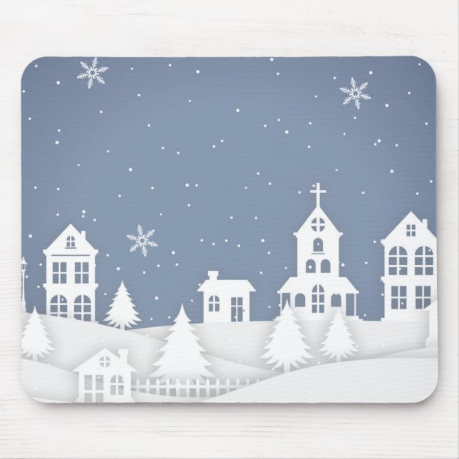 Weihnachtskirchenlandschaft Mousepad (Vorne)