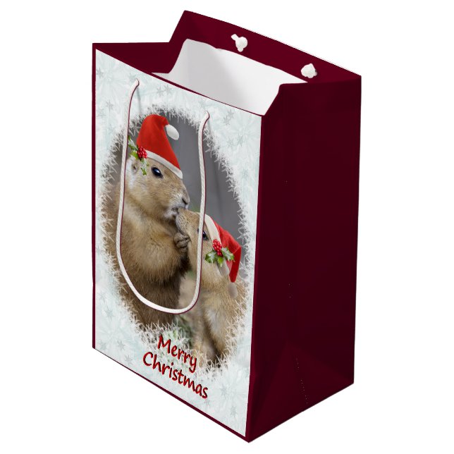 Weihnachtskiss Medium Geschenktasche Mittlere Geschenktüte (Vorderseite Schrägansicht)