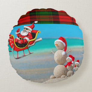 Weihnachtskissen, Schneemann Rundes Kissen