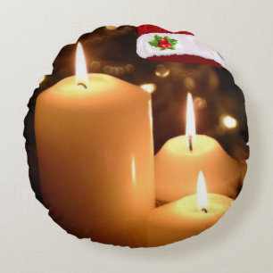 Weihnachtskissen, Weihnachtskerze Rundes Kissen