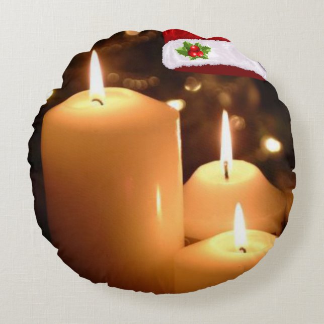 Weihnachtskissen, Weihnachtskerze Rundes Kissen (Vorderseite)