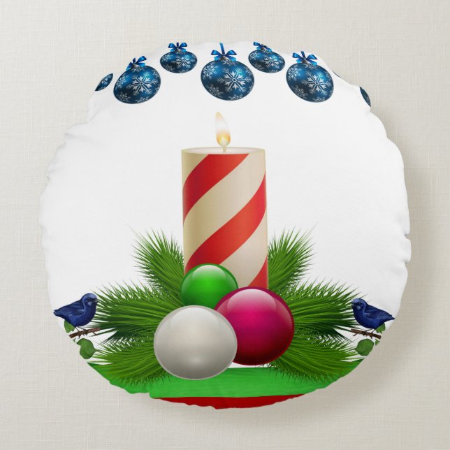 Weihnachtskissen, Weihnachtskerze Rundes Kissen (Vorderseite)