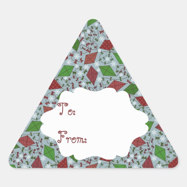 Weihnachtskites, Geschenksticker Dreieckiger Aufkleber (Vorderseite)