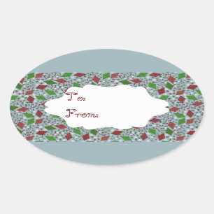 Weihnachtskites, Geschenksticker Ovaler Aufkleber