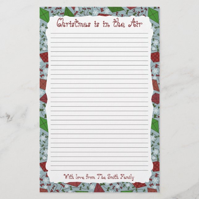Weihnachtskites, personalisiertes Schreibpapier Briefpapier (Vorderseite)