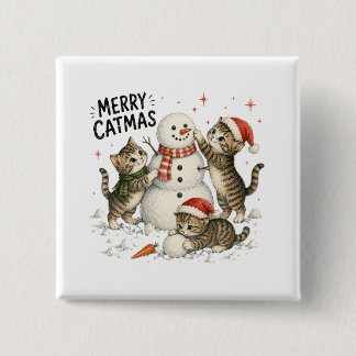 Weihnachtskitten bauen Schneemann Button