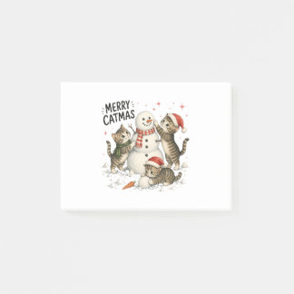 Weihnachtskitten bauen Schneemann Post-it Klebezettel