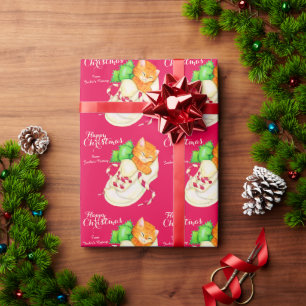 Weihnachtskitten in einem Schuh-Grün-Bug-Packung Geschenkpapier