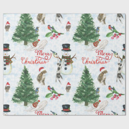 Weihnachtskitten und Schneemänner Geschenkpapier