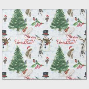 Weihnachtskitten und Schneemänner Geschenkpapier