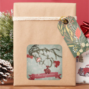 Weihnachtsklammer Quadratischer Aufkleber