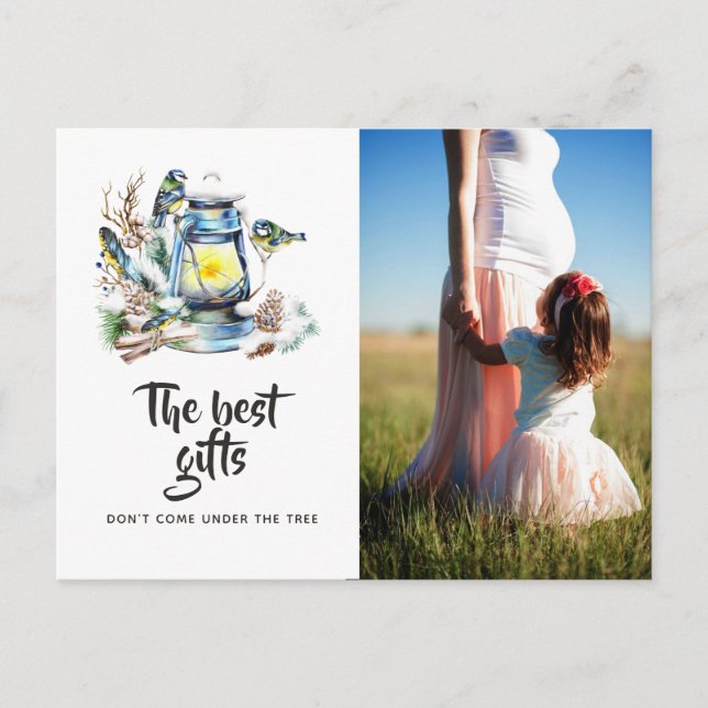 Weihnachtsklangen in Aquarellfarben erwarten Foto Ankündigungspostkarte (Vorderseite)