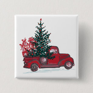 Weihnachtsklassiker roter Pickup-Truck Button