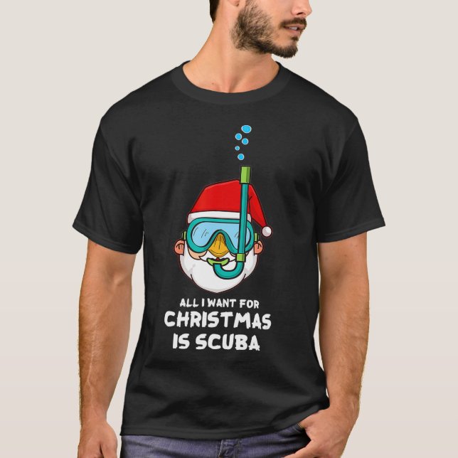 Weihnachtsklaus Scuba Diver Weihnachtsgeschenk T-Shirt (Vorderseite)
