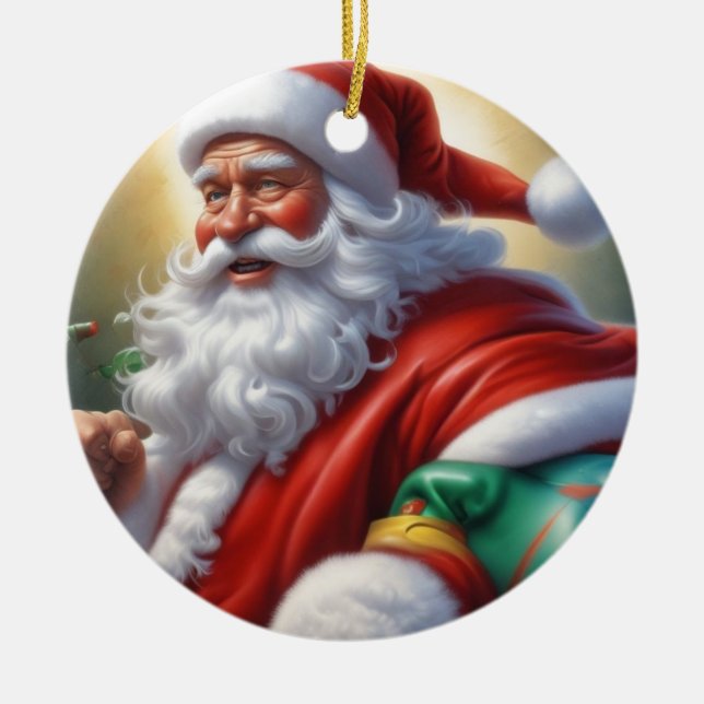 Weihnachtsklauseln Frohe Weihnachten - Neues Jahr Keramik Ornament (Vorne)