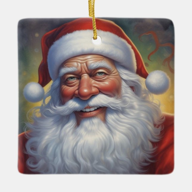 Weihnachtsklauseln Frohe Weihnachten - Neues Jahr Keramikornament (Vorderseite)