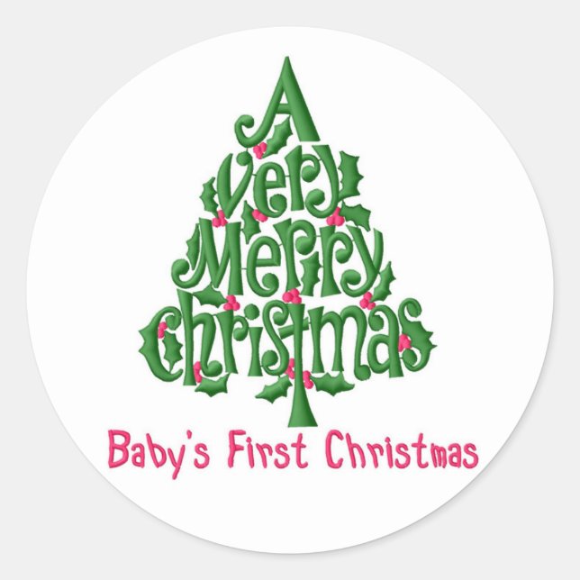Weihnachtskleber/Babys 1. Weihnachtsfest Runder Aufkleber (Vorderseite)