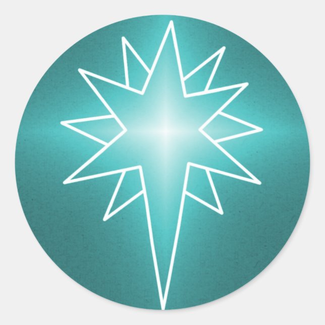 Weihnachtskleber der Nordsterne, Aquamarin Runder Aufkleber (Vorderseite)