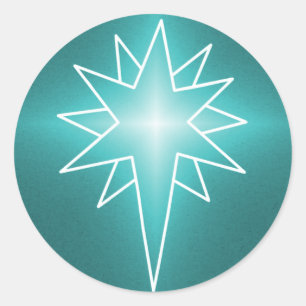Weihnachtskleber der Nordsterne, Aquamarin Runder Aufkleber