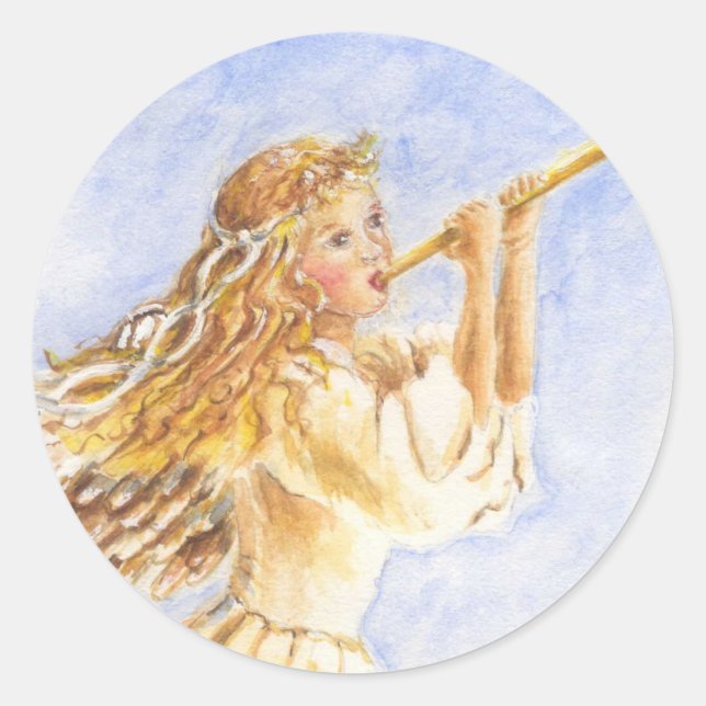 Weihnachtskleber-Engel Runder Aufkleber (Vorderseite)