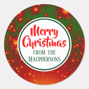 Weihnachtskleber für das festliche Fraktal (Grüner Runder Aufkleber