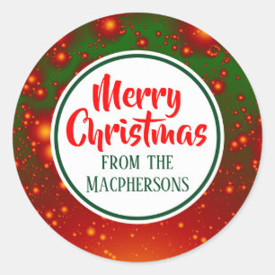 Weihnachtskleber für das festliche Fraktal (Grüner Runder Aufkleber