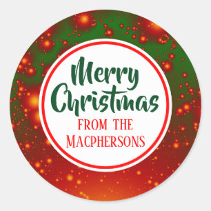 Weihnachtskleber für das festliche Fraktal (Roter  Runder Aufkleber