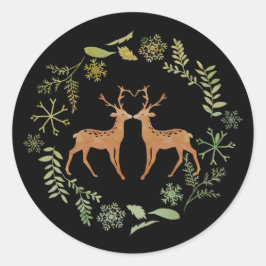 Weihnachtskleber für Hirsche Runder Aufkleber