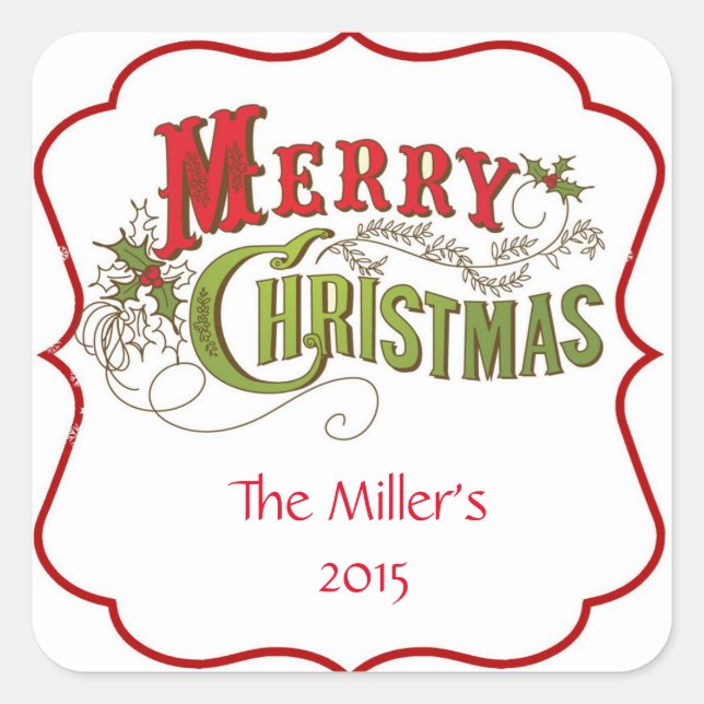 Weihnachtskleber für Jahrgänge Quadratischer Aufkleber (Vorderseite)