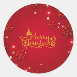Weihnachtskleber in Rot und Gold Runder Aufkleber
