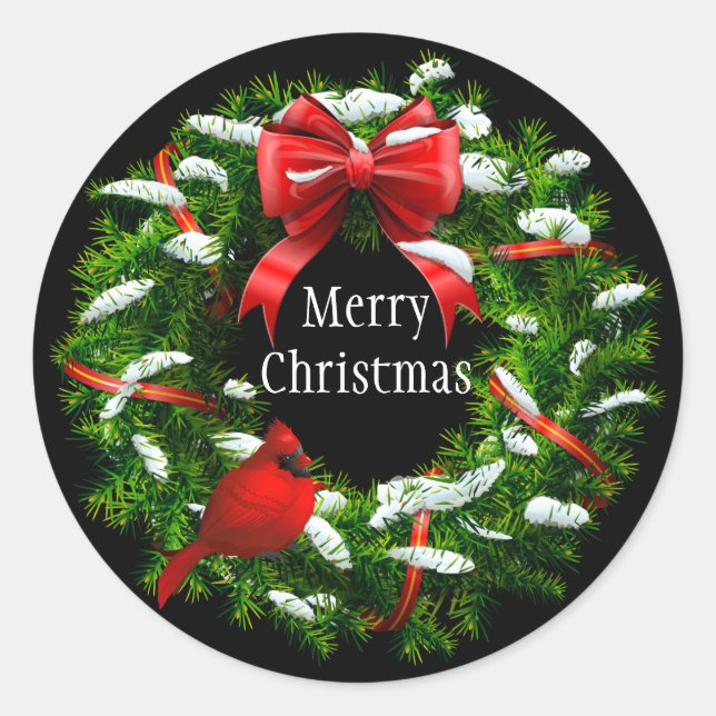 Weihnachtskleber-Kranz Runder Aufkleber (Vorderseite)