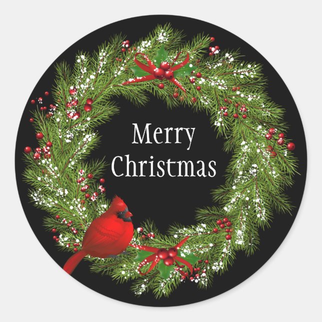 Weihnachtskleber-Kranz Runder Aufkleber (Vorderseite)