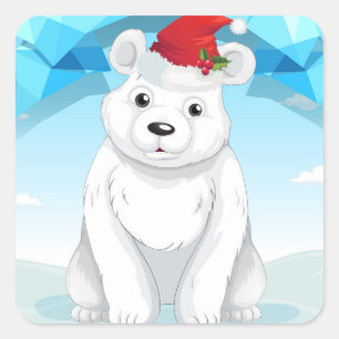 Weihnachtskleber-Polar-Bär Quadratischer Aufkleber