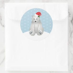 Weihnachtskleber Polar Bär Runder Aufkleber