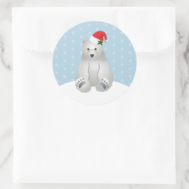 Weihnachtskleber Polar Bär Runder Aufkleber (Tasche)