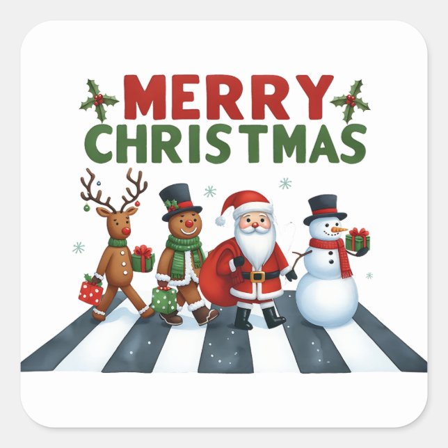 Weihnachtskleber Quadratischer Aufkleber (Vorderseite)