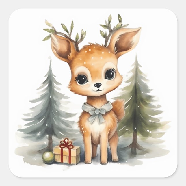 Weihnachtskleber Quadratischer Aufkleber (Vorderseite)