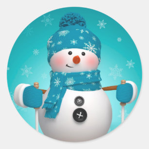 Weihnachtskleber/Schneemann Runder Aufkleber