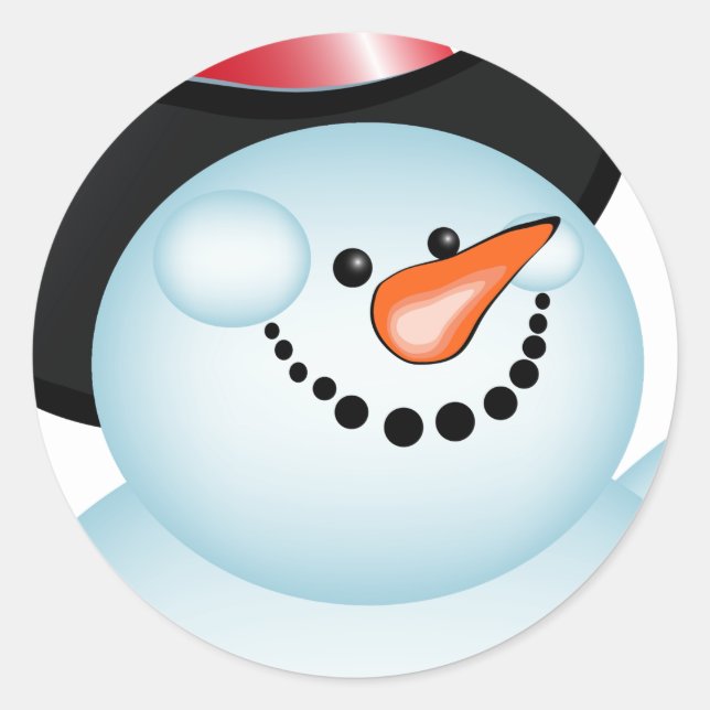 Weihnachtskleber/Schneemann Runder Aufkleber (Vorderseite)