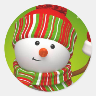Weihnachtskleber/Schneemann Runder Aufkleber